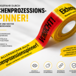 Flatterband für die Markierung von gefährdeten Bereichen durch Raupen, Nester. Eichenprozessionsspinner